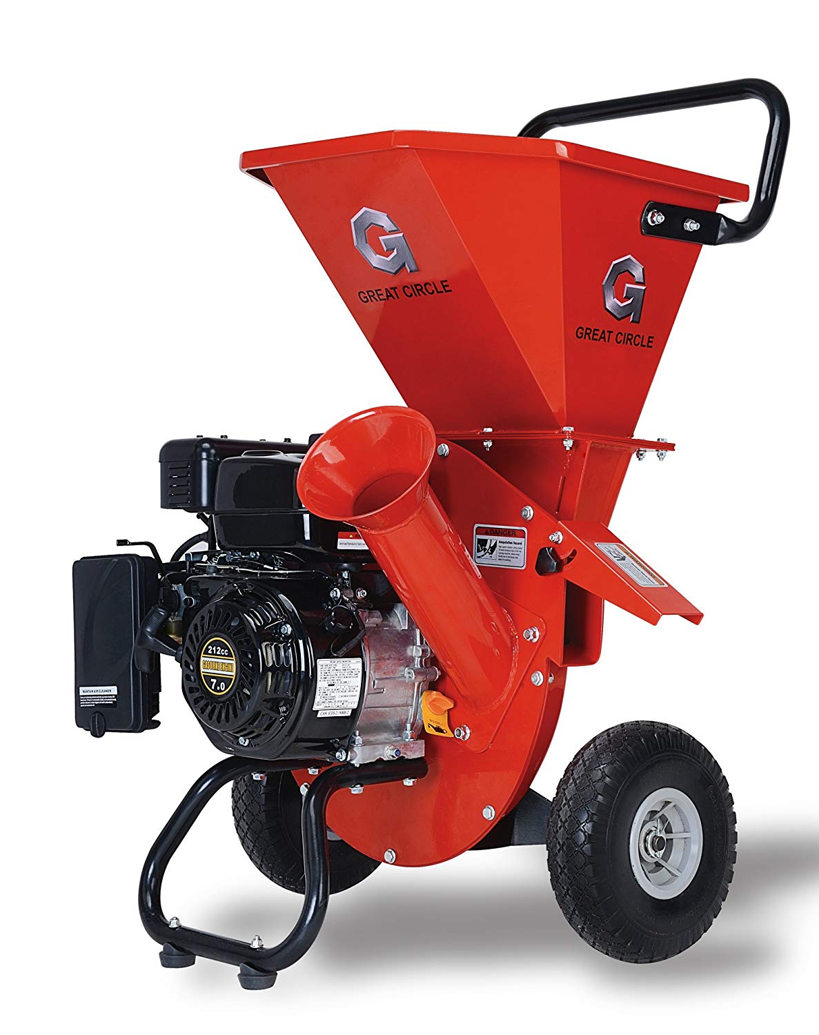 GreatCircleUSA 7HP Heavy Duty 212cc Gas Powered 3 in 1 Multi-Function Pro Wood Chipper Shredder with 3" max Wood Diameter Capacity, 3 Years Warranty, CARB & EPA Certified, Can Ship to California