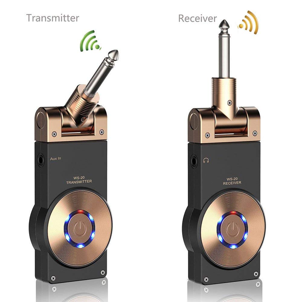 Getaria 2.4GHZ Wireless Guitar System Rechargeable Digital Transmitter Receiver for Electric Guitar Bass Violin