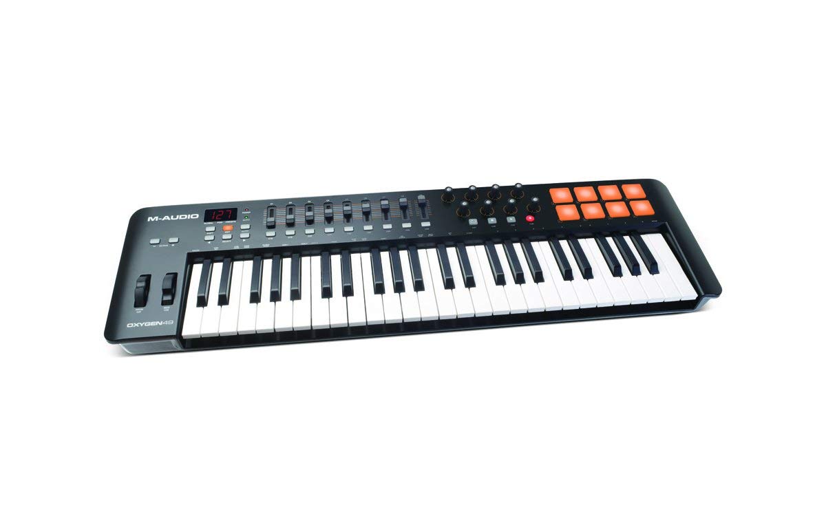 M-Audio Oxygen 49 MKIV | 49-Key USB MIDI Keyboard & Drum Pad Controller (8 Pads/8 Knobs/9 Faders), VIP Software Download Included