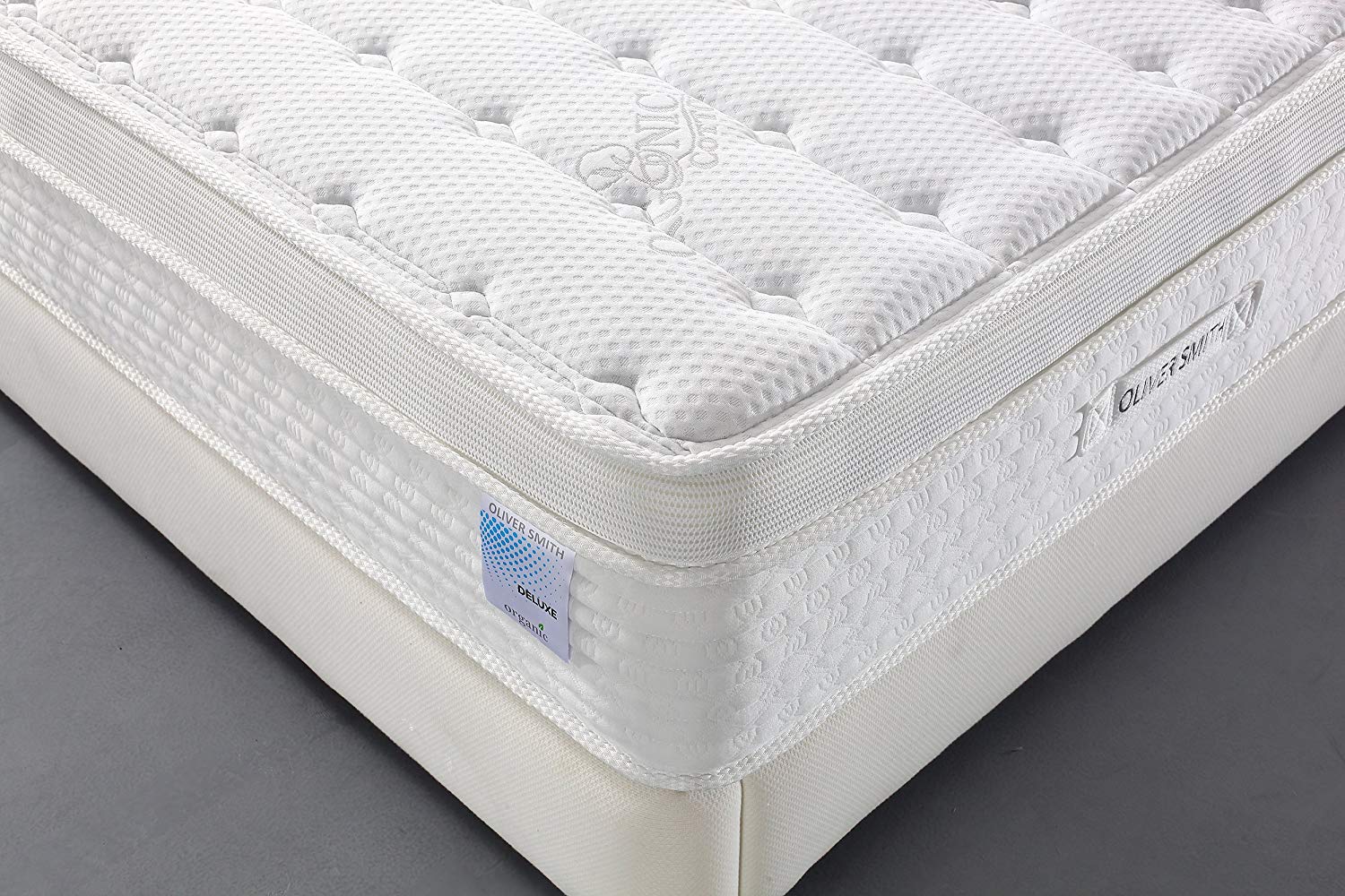 Oliver Smith - Organic Cotton - 12 Inch - Deluxe Sleep - Plush Euro Pillow Top - Cool Memory Foam & Pocket Spring Mattress - Green Foam Certified - Queen