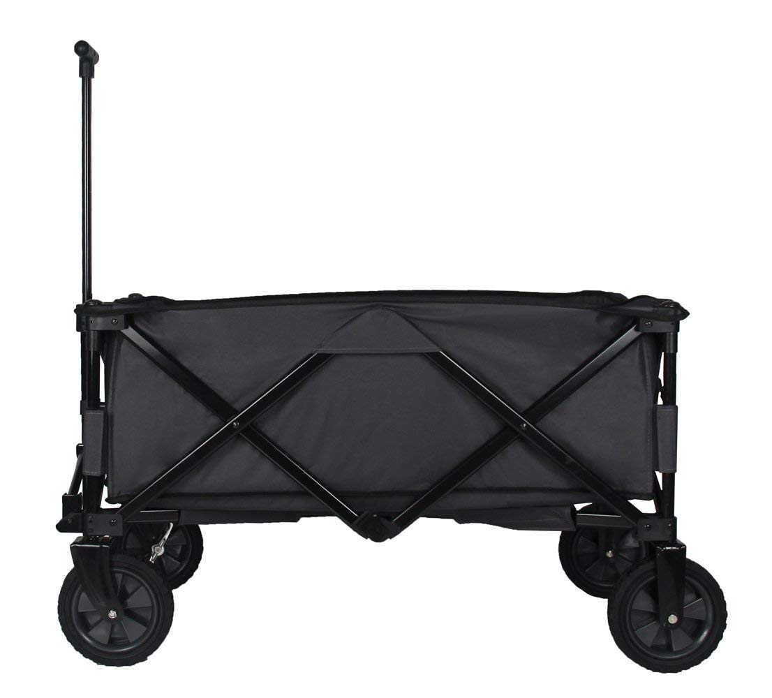 Patio Watcher Heavy Duty Collapsible Folding Garden Cart Utility Wagon for Shopping Outdoors, Gray