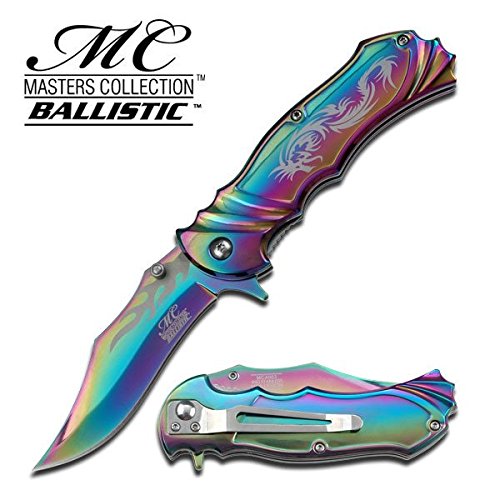 MC Ballistic All Rainbow Fantasy Dragon Titanium Folding Hunting Tactical Designers Pocket Knife