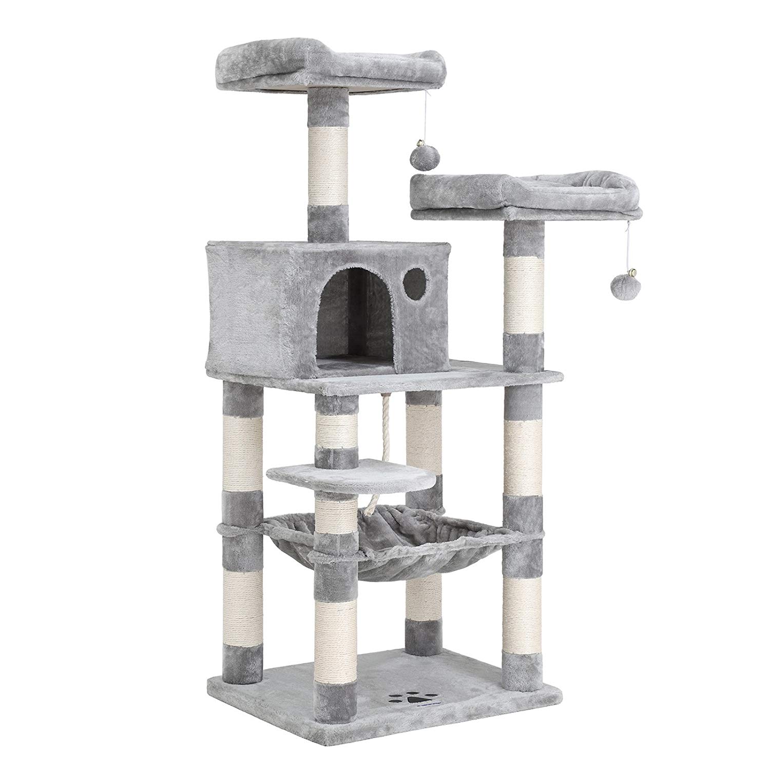 SONGMICS 58” Multi-Level Cat Tree with Sisal-Covered Scratching Posts