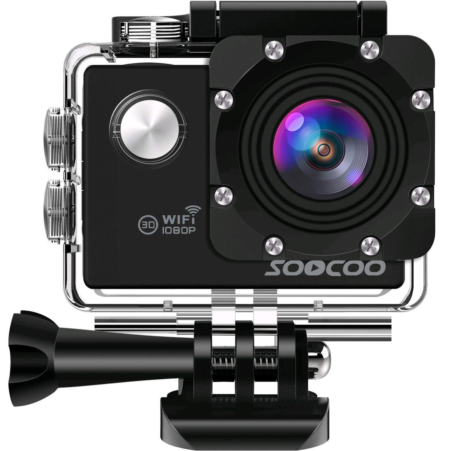 SOOCOO WIFI Action Camera, 12MP Full HD 1080P Sports Video Camera, Black