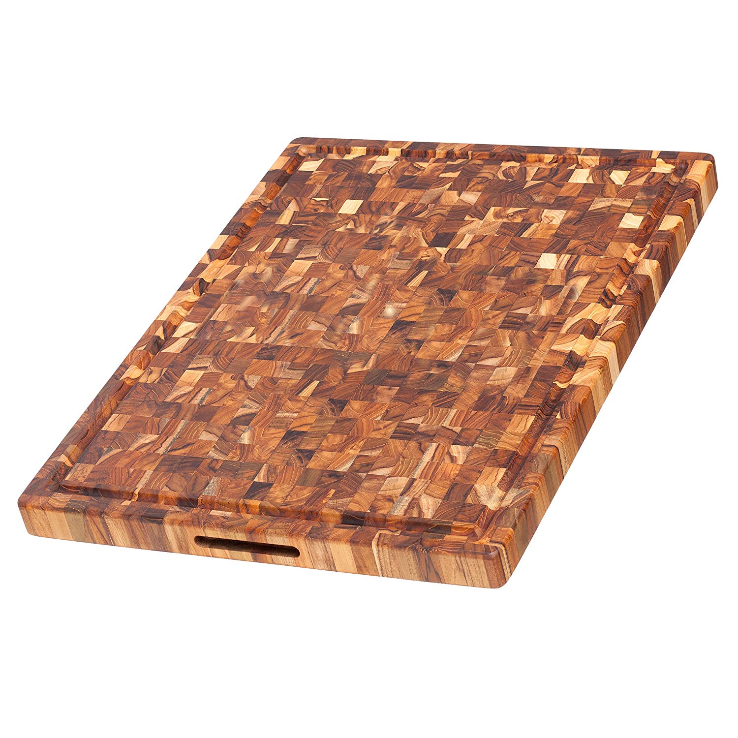 Teakhaus Teak Cutting Board - Rectangle Butcher Block With Juice Canal And Hand Grips