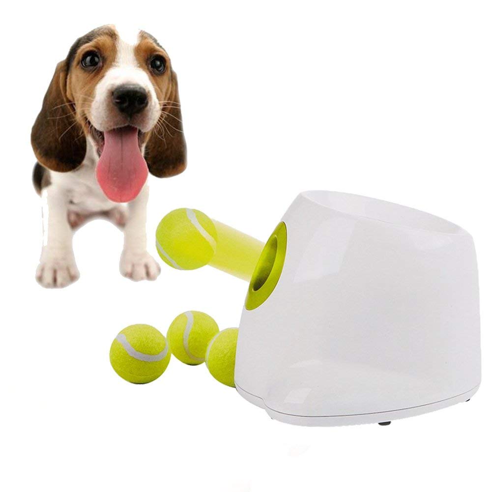 Gounia Interactive Fetching Toys for Dogs Automatic Dog Tennis Ball Launcher Throwing Machine for Trainning Automatic Throw and Fetch Toy, 3 Balls Included