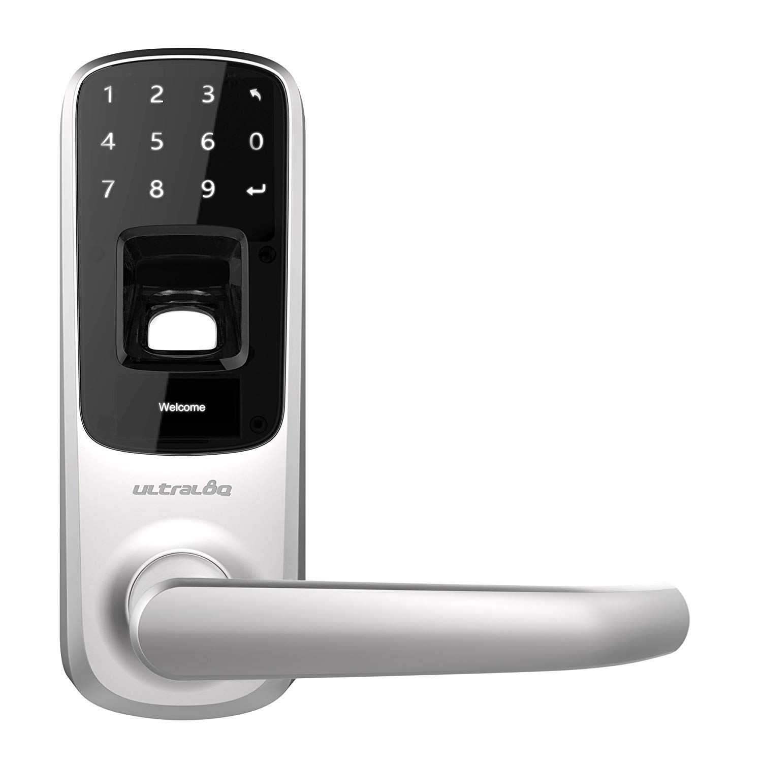 Ultraloq UL3 Fingerprint and Touchscreen Keyless Smart Lever Door Lock (Satin Nickel)