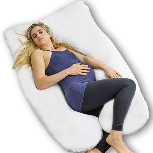 Full Body Pregnancy Pillow – Extra Soft U Shaped Support Cushion for Maternity Nursing and Back Pain Relief - 100% Cotton Washable Cover