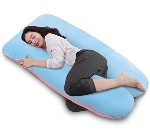QUEEN ROSE Full Body Pregnancy Pillow-U shape Maternity Pillow for Pregnant Women and Back Pain,w/Removable Cotton Cover - Full Body Pillows
