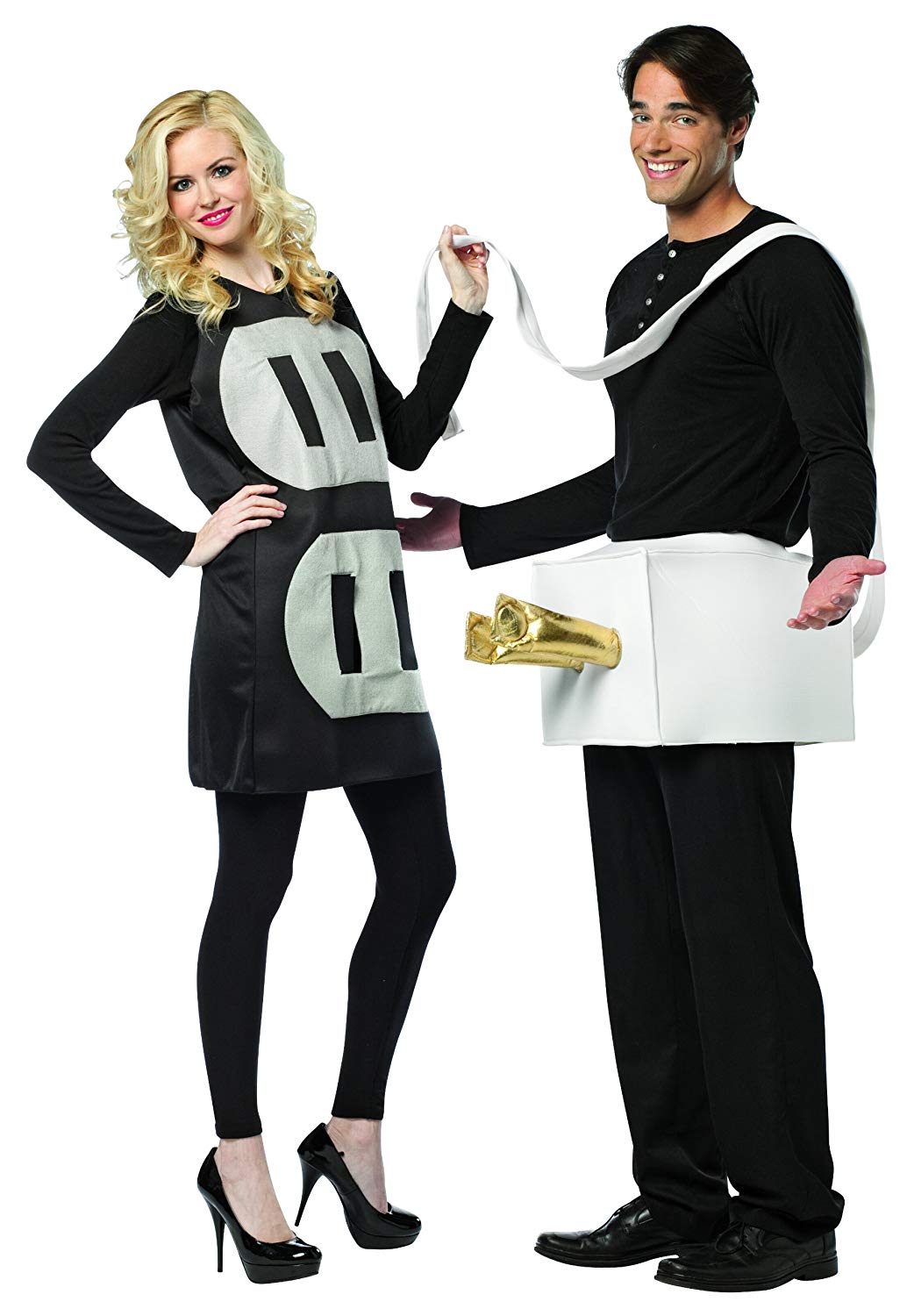 Rasta Imposta Lightweight Plug and Socket Couples Costume, Black/White, One Size