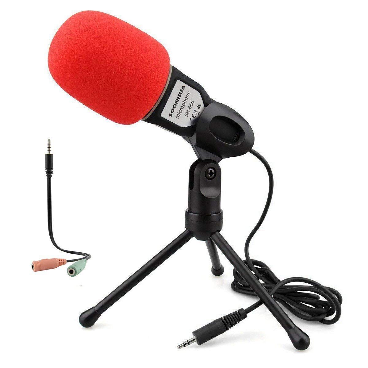 Condenser Microphone,Computer Microphone,SOONHUA 3.5MM Plug&Play Omnidirectional Mic with Desktop Stand for Gaming,YouTube Video,Recording Podcast,Studio,for PC,Laptop,Tablet,Phone
