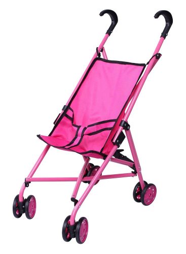 Precious toys Hot Pink & Black Handles Doll Stroller with Swiveling Wheels