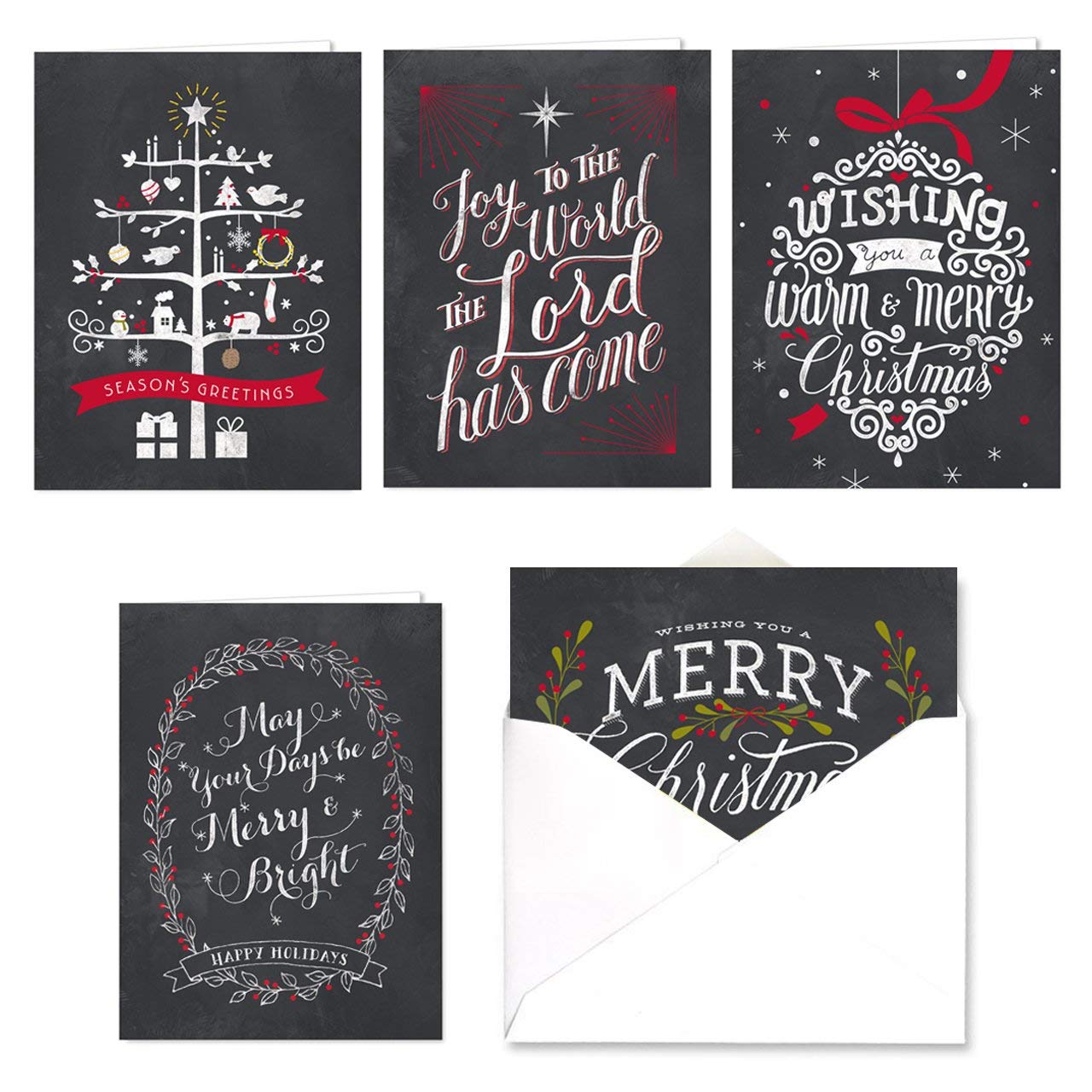 Celebrate Season Chalkboard Christmas Cards Assortment Pack 