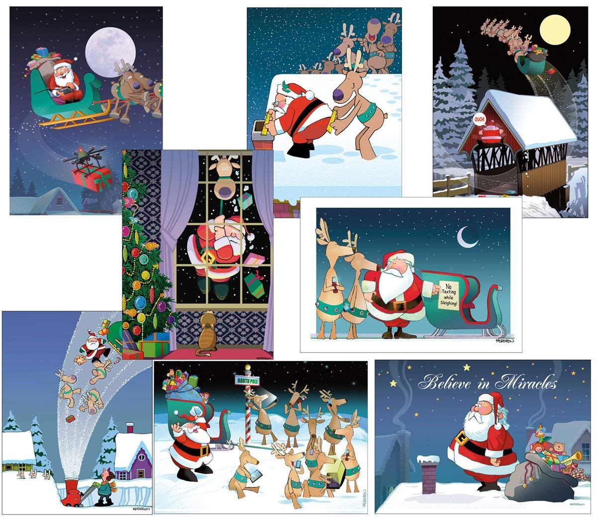 Box Set of Assorted Funny Christmas Cards - Christmas Greeting Cards