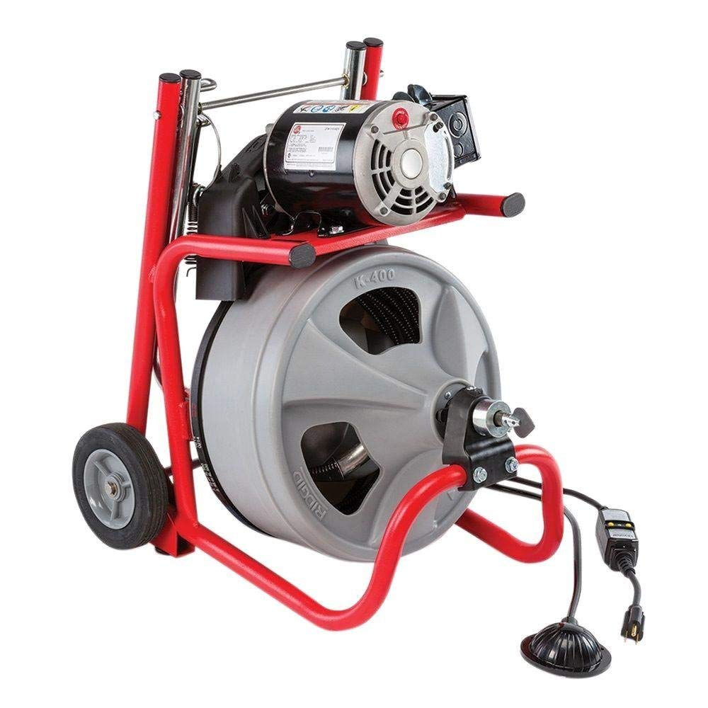 RIDGID 52363 K-400 Drum Machine with C-32 3/8 Inch x 75 Foot Integral Wound (IW) Solid Core Cable, Drain Cleaning Machine - Drain Cleaning Machines