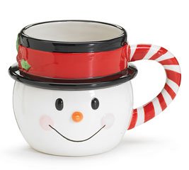 Nippy Noses Snowman Mug Ceramic Christmas Candy Cane
