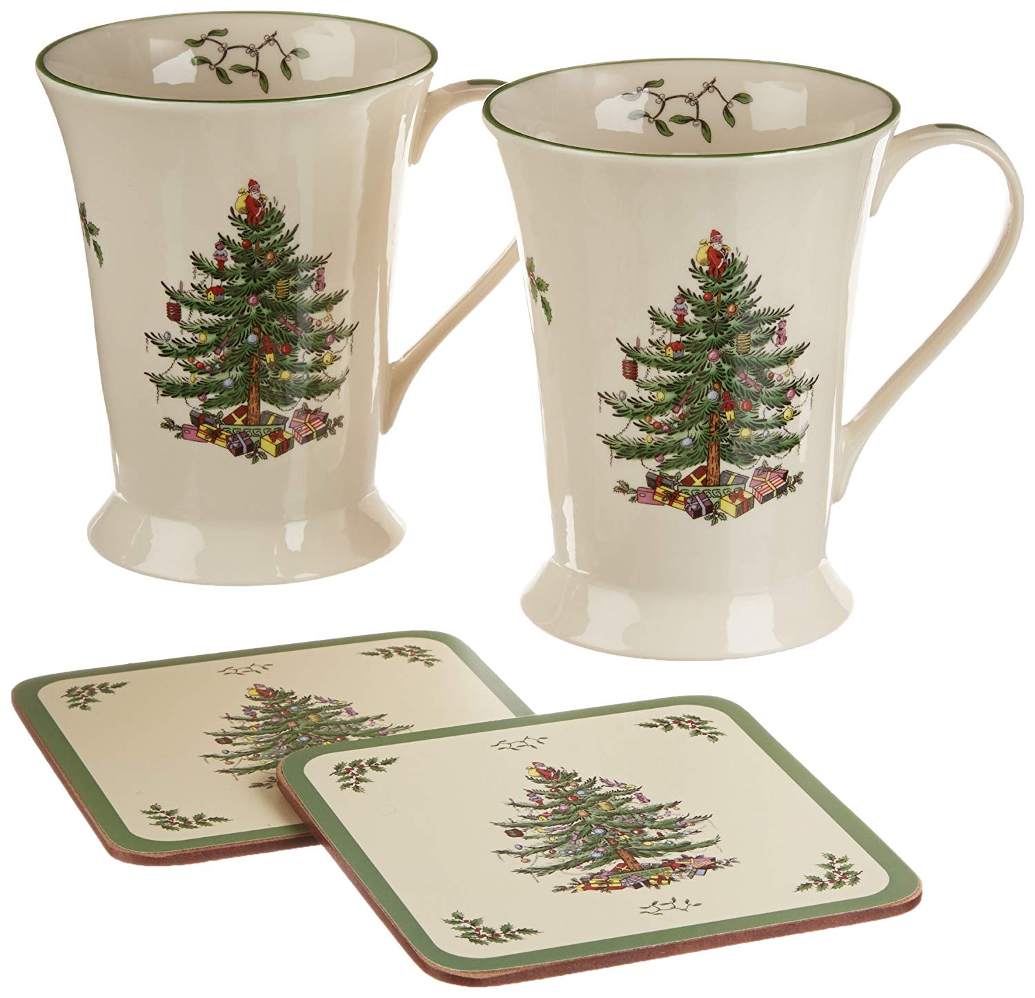 Spode Christmas Tree Mug and Coaster Set, Set of 2