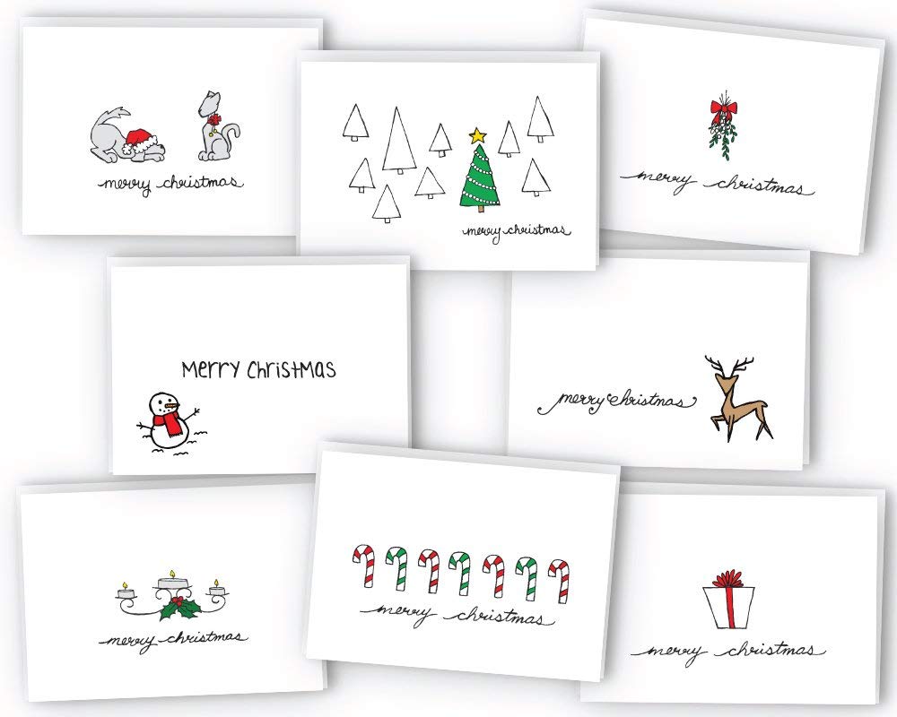 Merry Christmas Greeting Cards - 24 Cards & Envelopes 