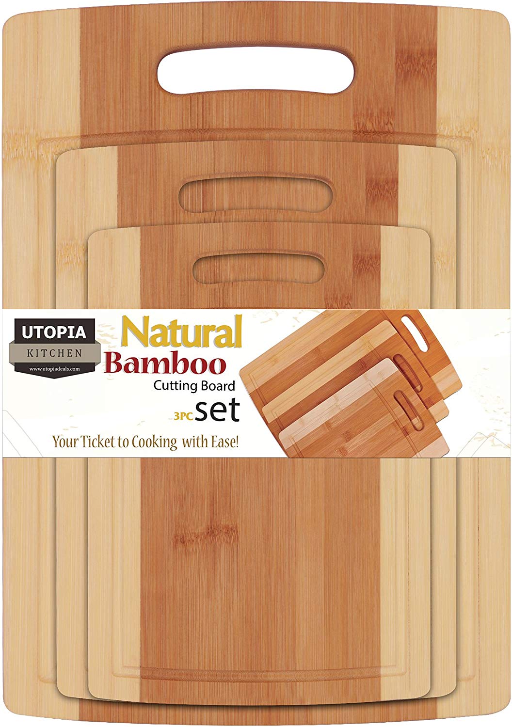 Utopia Kitchen Bamboo Cutting Board 3 Piece Set