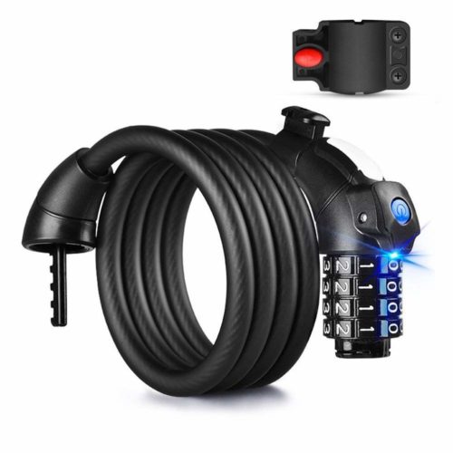 Bike Lock Cable Combination Self Coiling Resettable Security Bicycle Locks 