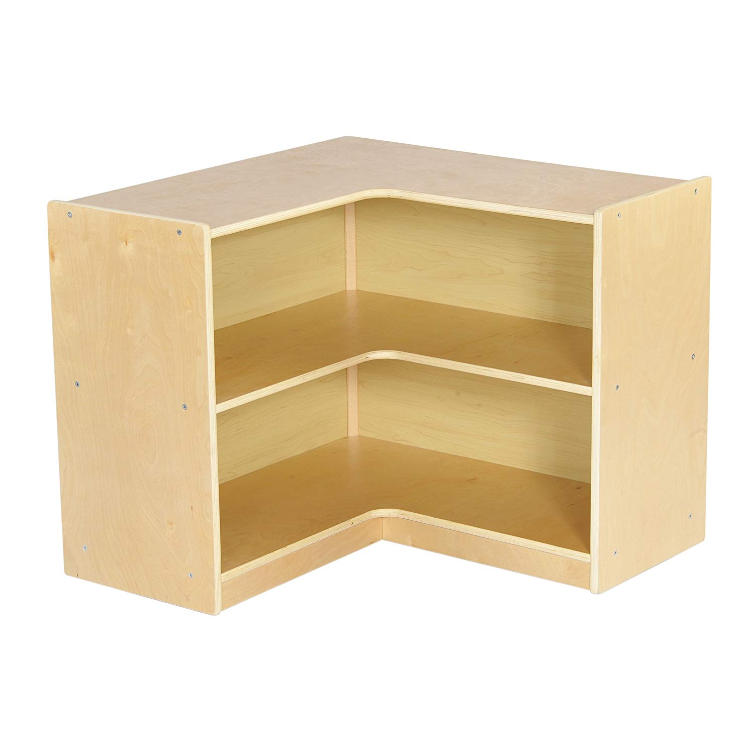ECR4Kids Birch Corner Classroom Storage Cabinet with Casters, Natural, 24" H