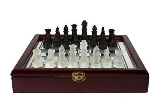 Glass Chess Set with Storage Case