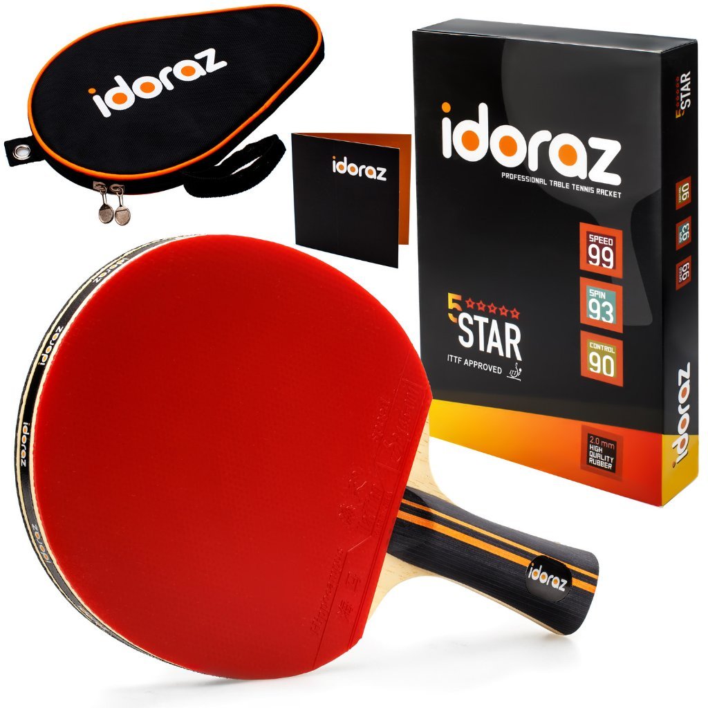 Idoraz Table Tennis Paddle Professional - Ping Pong Racket with Carrying Case – ITTF Approved Rubber for Tournament Play