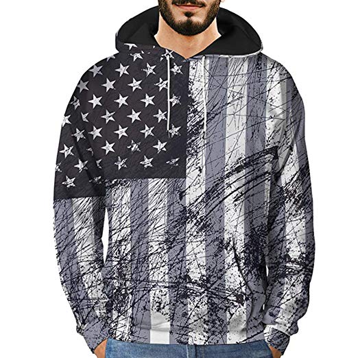 Men's Novelty Sweatshirts,Mens 3D Printed Graffiti Pullover Long Sleeve Hooded Sweatshirt Tops Blouse