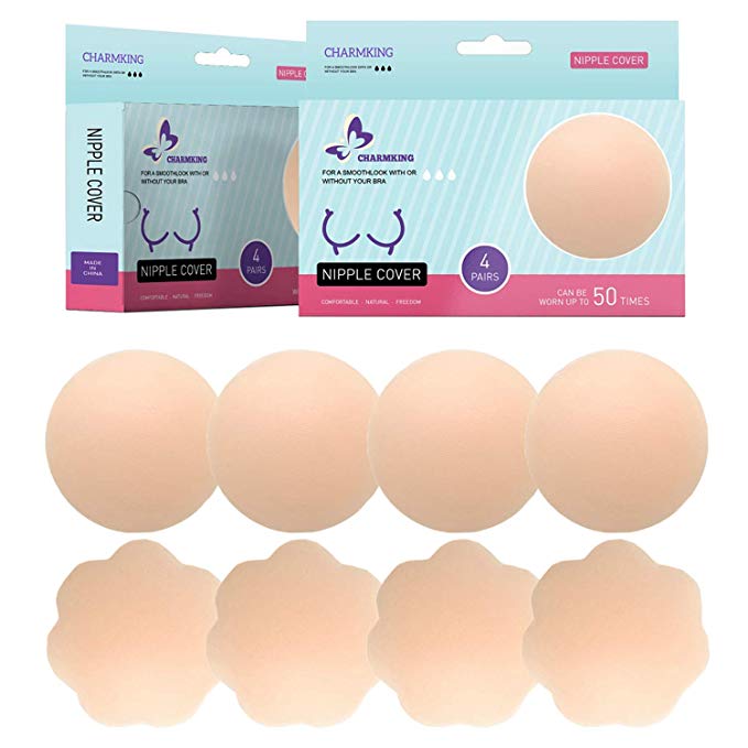 4/8 Pairs Womens Reusable Adhesive Nipple Covers Invisible Round Silicone Cover