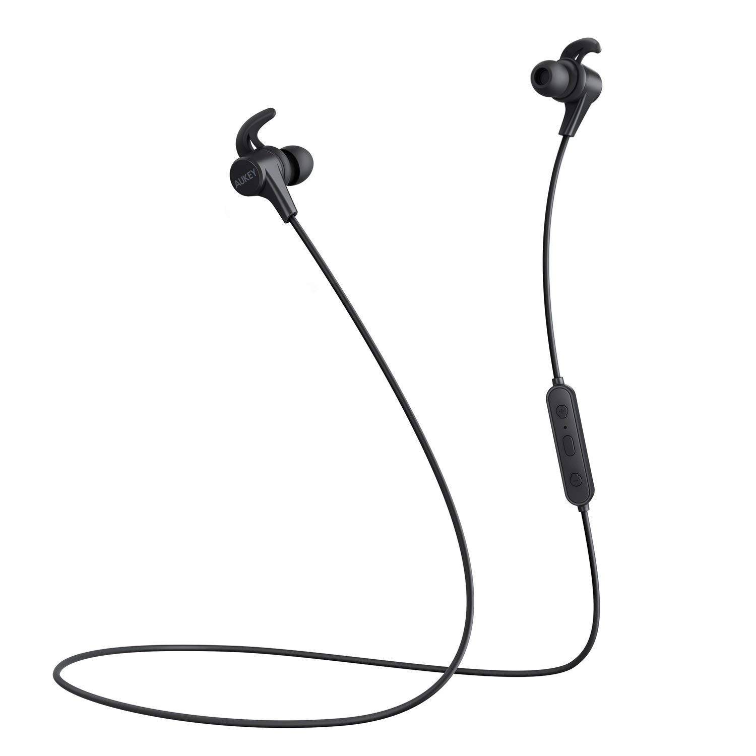 AUKEY Wireless Headphones, 3 EQ Sound Modes, aptX and Sweat-Resistant Nano Coating, Secure Fit Bluetooth Sports Earbuds, 8-Hour Battery Life