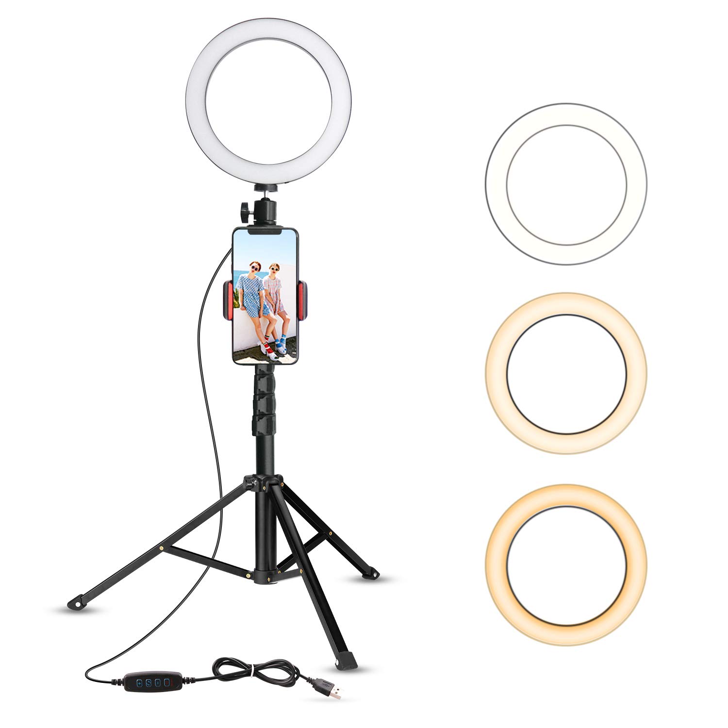 8" Selfie Ring Light with Tripod Stand & Cell Phone Holder 