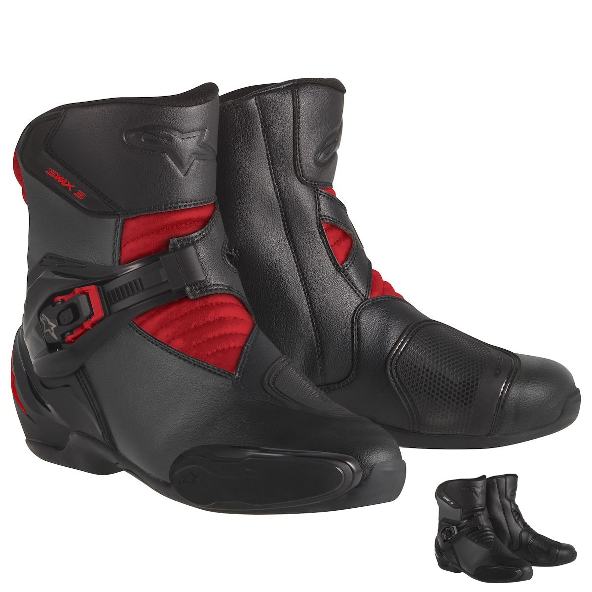 Alpinestars SMX-3 Men&#39;s Motorcycle Street Boots (Black/Red, EU Size 38)