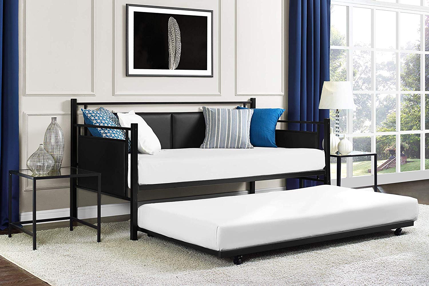 DHP Astoria Metal and Upholstered Daybed and Trundle