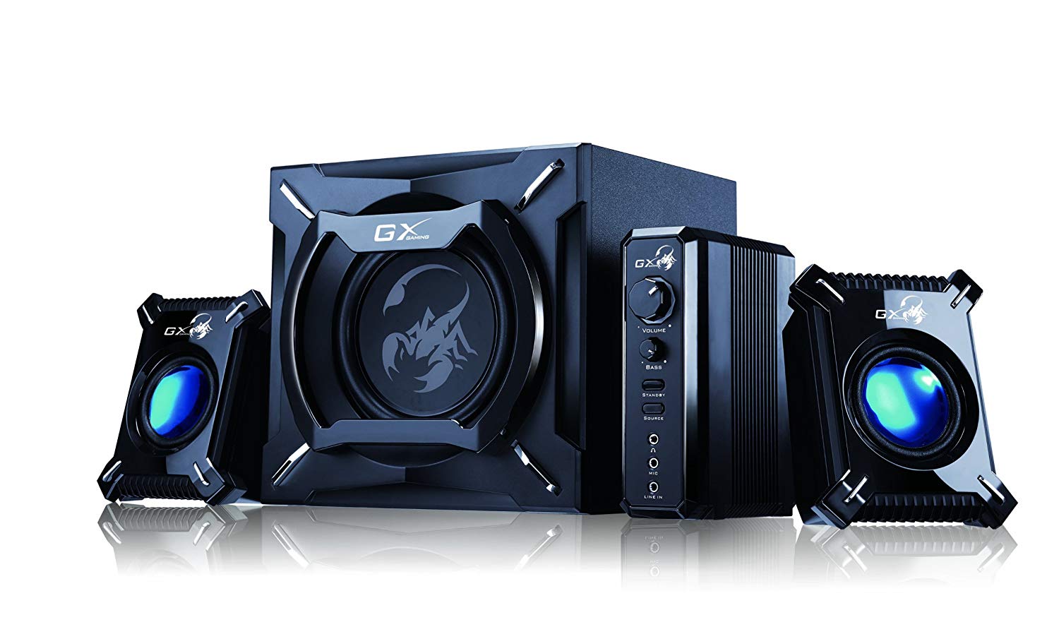 Gaming Speaker: Genius SW-G2.1 2000 2.1 Channel 45 Watts RMS Gaming Woofer Speaker System for Android, Apple Devices, Tablets, Laptops, PC