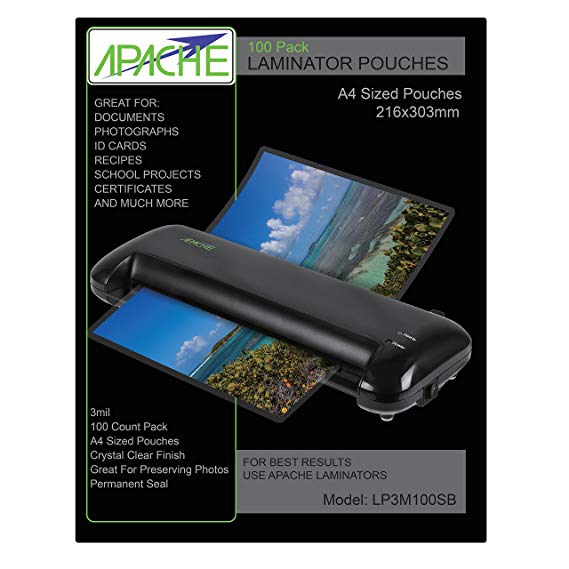 Apache Laminating Pouches, 3 mil (Letter Size, 100 Pack)