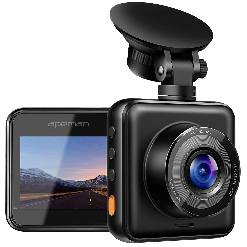 APEMAN Dash Cam 1080P Full HD Mini Car Driving Recorder 170° Wide Angle, Motion Detection, G-Sensor, Loop Recording, Night Vision
