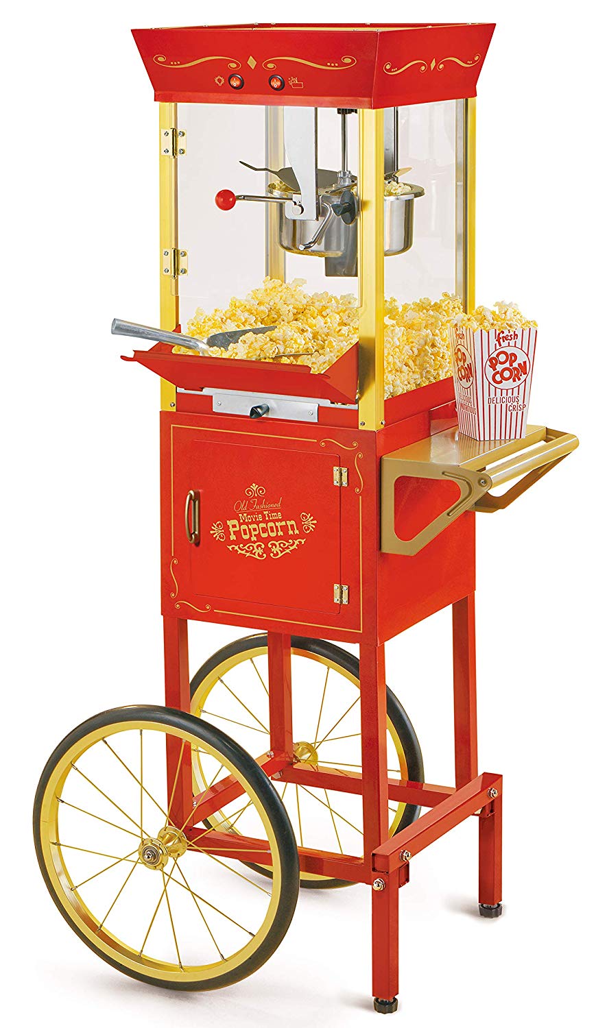 Nostalgia CCP510 Vintage Professional Popcorn Cart-New 8-Ounce Kettle-53 Inches Tall-Red