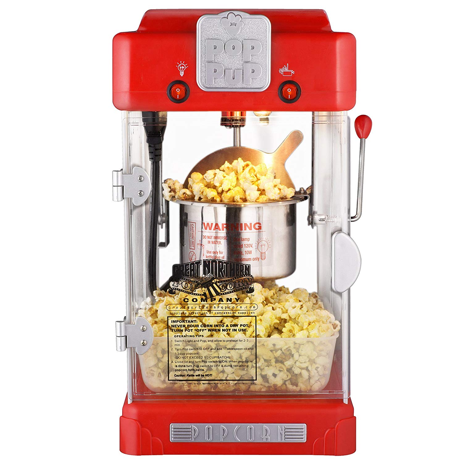 6074 Great Northern Popcorn Machine Pop Pup Retro Style Popcorn Popper, 2.5oz