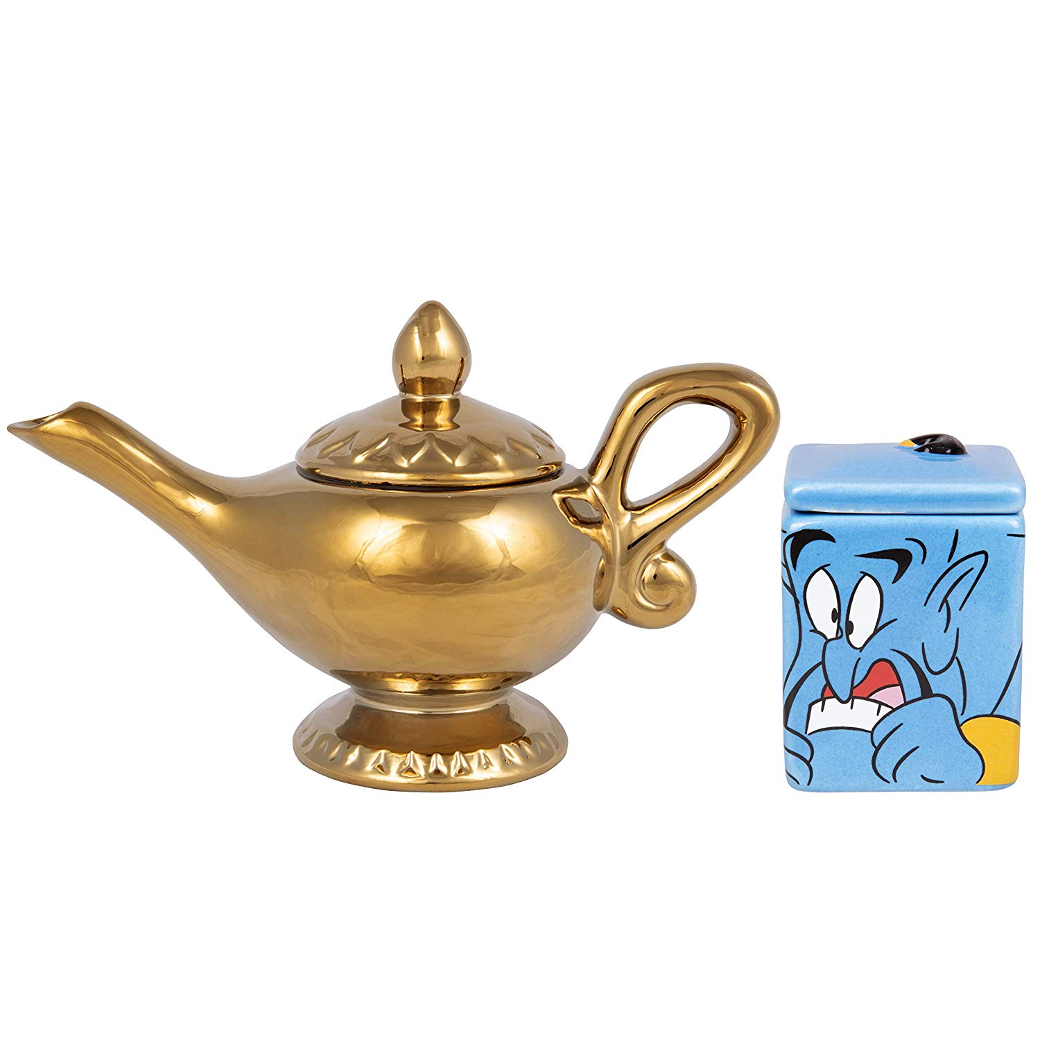 Disney Aladdin Ceramic Sugar and Creamer Set - Genie and Lamp Figural Design