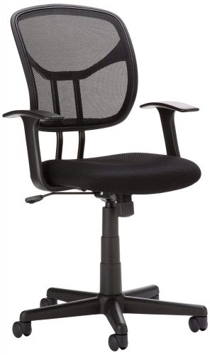 AmazonBasics Classic Mid-Back Mesh Swivel Office Desk Chair with Armrest – Black - Conference Room Chairs