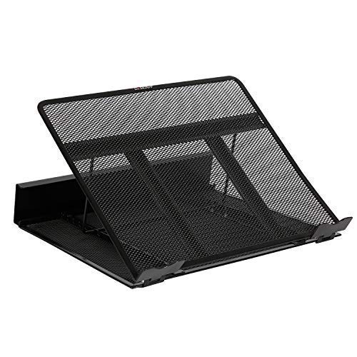 DESIGNA Mesh Metal Ventilated Adjustable Laptop Stand for Desk Notebook Tablet Black