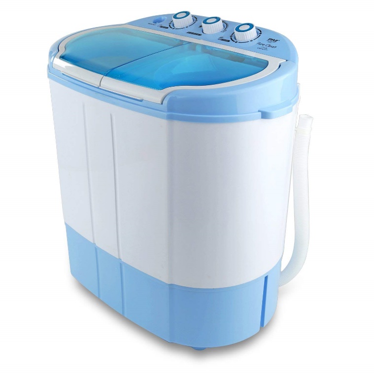 Upgraded Version Pyle Portable Washer & Spin Dryer, Mini Washing Machine, Twin Tubs, Spin Cycle w/ Hose, 11lbs. Capacity, 110V - Ideal For Compact Laundry