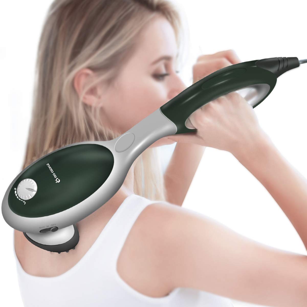 Percussion Back Massager with Heat - Electric Handheld Massager - Deep Tissue Massage for Back, Shoulder, Neck, Leg and Foot - Christmas Gift for Men, Women, Dad, Mom, Family - Relief Muscle Fatigue