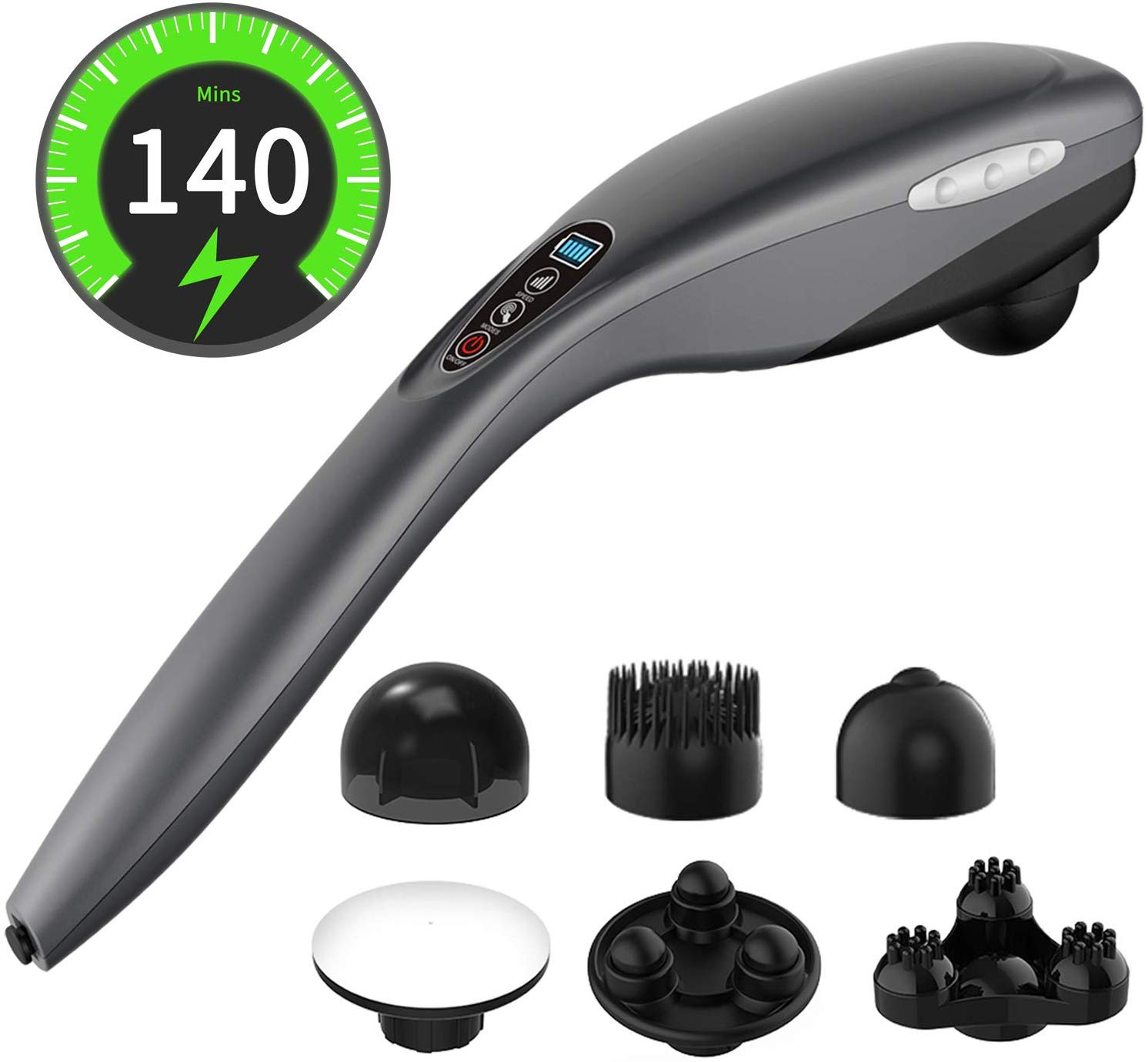 Handheld Massager-Cordless Electric Hand held Deep Tissue Massager for Neck and Back Muscle Shoulder Foot Leg Full Body Massage Pain Relief