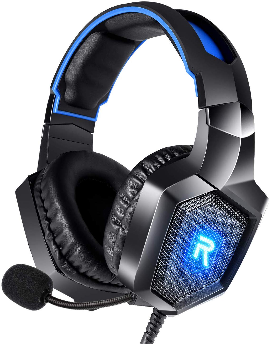 RUNMUS Gaming Headset PS4 Headset with 7.1 Surround Sound, Xbox One Headset w/ Noise Canceling Microphone & LED Light, Compatible with PS4, Xbox One,...