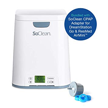 SoClean Bundle of 1 Adapter for Philips DreamStation Go and ResMed AirMini CPAP Machines + 1 SoClean 2 CPAP Cleaner and Sanitizer Machine, Automated Sanitizing After One-Time Set Up