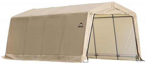 ShelterLogic 10' x 20' x 8' All-Steel Metal Frame Peak Style Roof Instant Garage and AutoShelter with Waterproof and UV-Treated Ripstop Cover - Car Shelters and Canopy