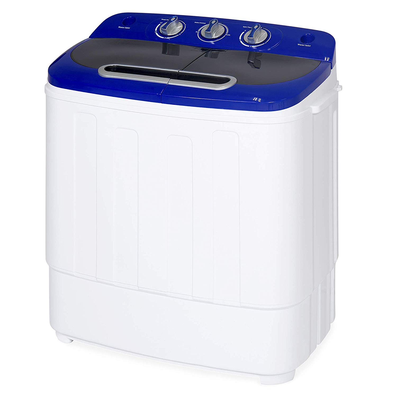 Best Choice Products Portable Compact Twin Tub Laundry Machine & Spin Cycle w/Hose, 13lbs Capacity - White/Blue