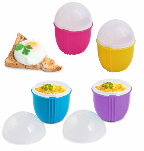 Zap Chef Microwave Egg Cooker, Set of 4 - Effortless Breakfast, Microwavable Egg Maker/Poacher, BPA Free, Perfect Scrambled and Poached Eggs in Seconds (4 Pack)