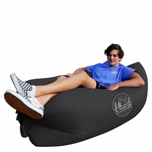 The Survival Guide Inflatable Air Sofa | Portable Lounger Couch for Indoor & Outdoor Use Camping, Beach & Festival | Easy to Inflate Hammock Couches with Carry-on Bag | Pillow-Shaped Headrest Design